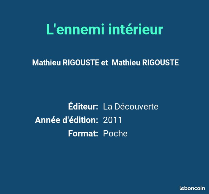 L'ennemi intérieur - Mathieu RIGOUSTE et Mathieu RIGOUSTE (image 2)