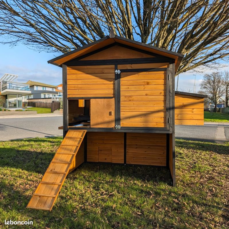 Poulailler jardin 10 à 12 poules sur pilotis pratique et accessible des deux cotés XXL (image 2)