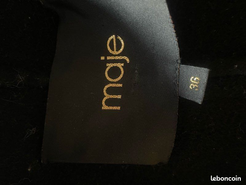 Manteau long MAJE noir en laine – Taille 36 (image 4)