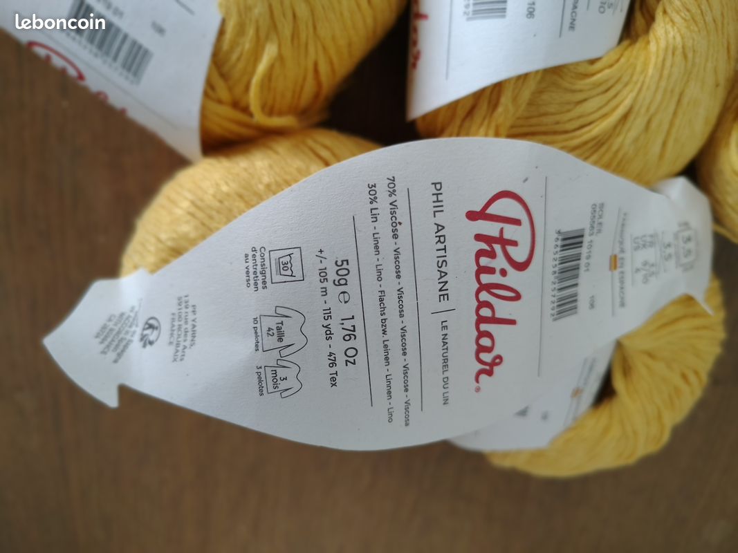 Lot de 15 pelotes 30%lin PHIL ARTISANE SOLEIL OR 50 g neuf (image 6)