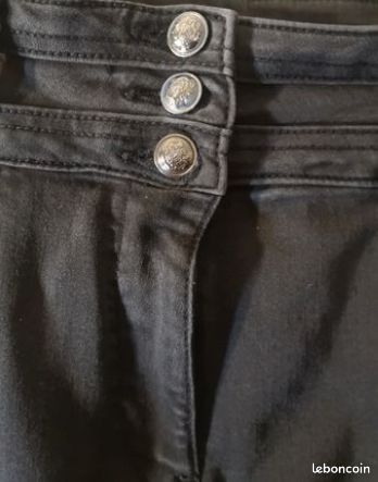 Pantalon Habillé Noir Jacqueline Riu - Taille 44, Fines Rayures Grises, Polyester/viscose - Neuf Sans étiquettes
