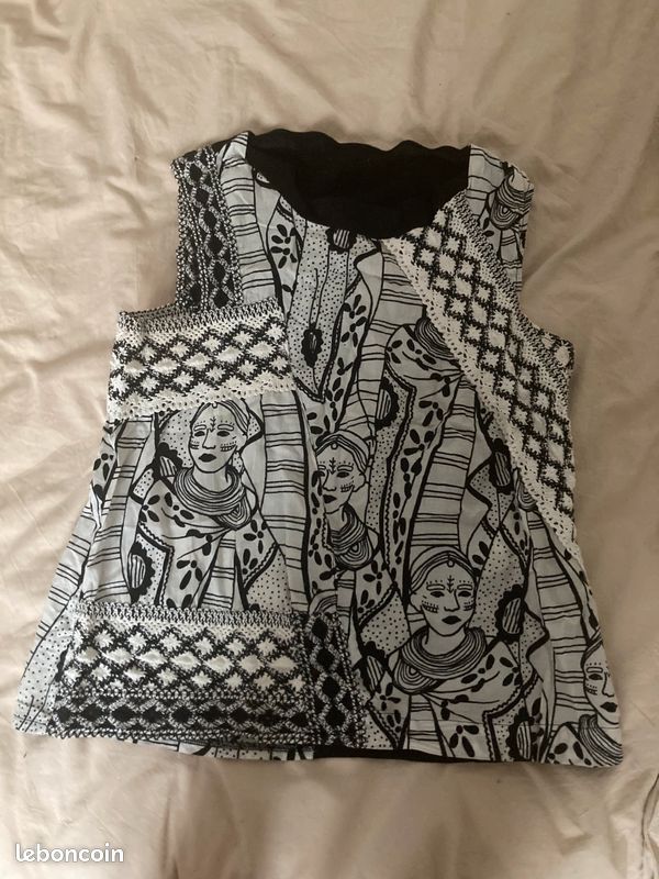 Débardeur femme imprimé noir blanc (image 1)
