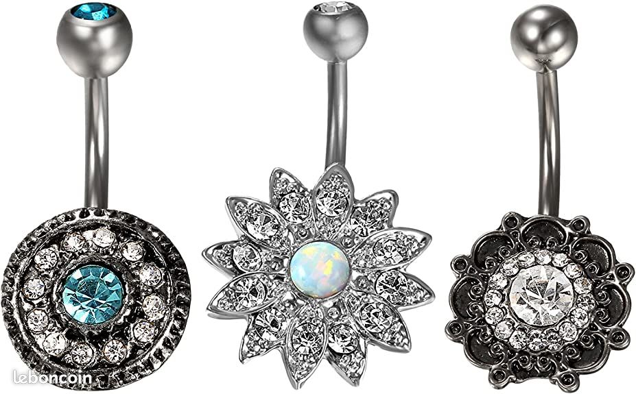 Lot De 3 Piercings Nombril De Luxe - Neufs Sans Emballage