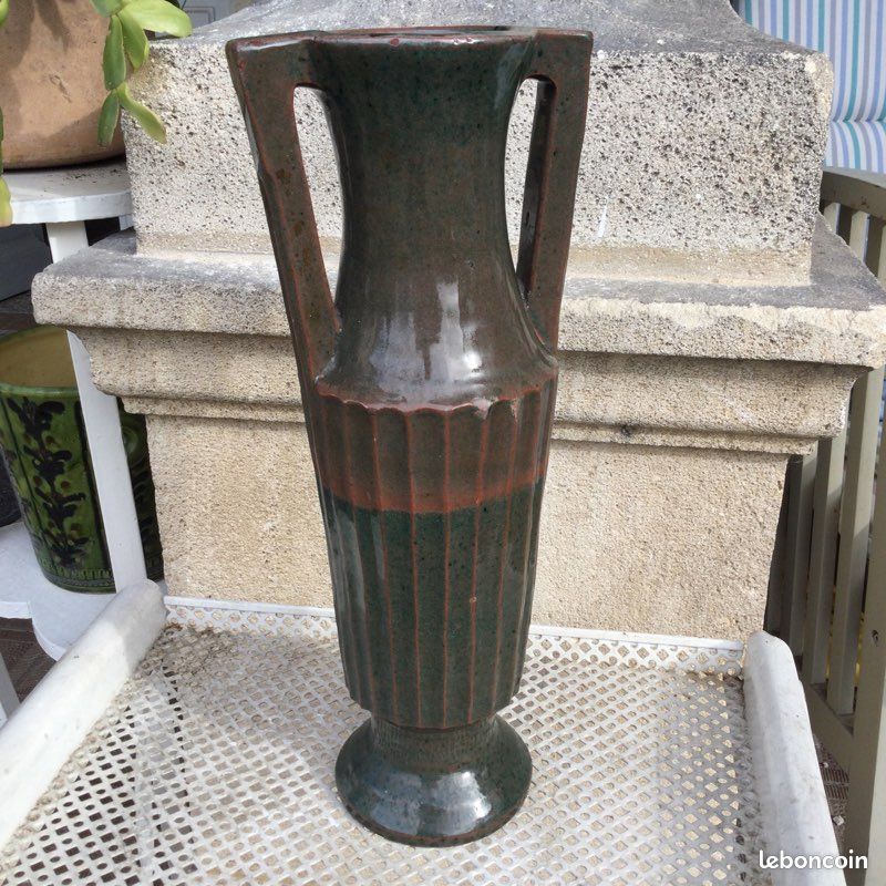 Grand vase en grès Art Deco en forme d’amphore vintage (image 2)