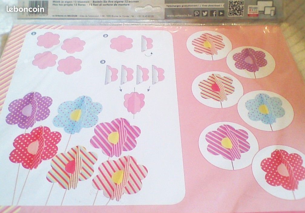 Paquet pour confectionner 12 jolies fleurs à monter de diverses couleurs, de chez Artemio, (image 2)