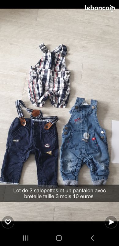 Lot de 2 salopettes et 1 pantalon avec bretelle (image 1)