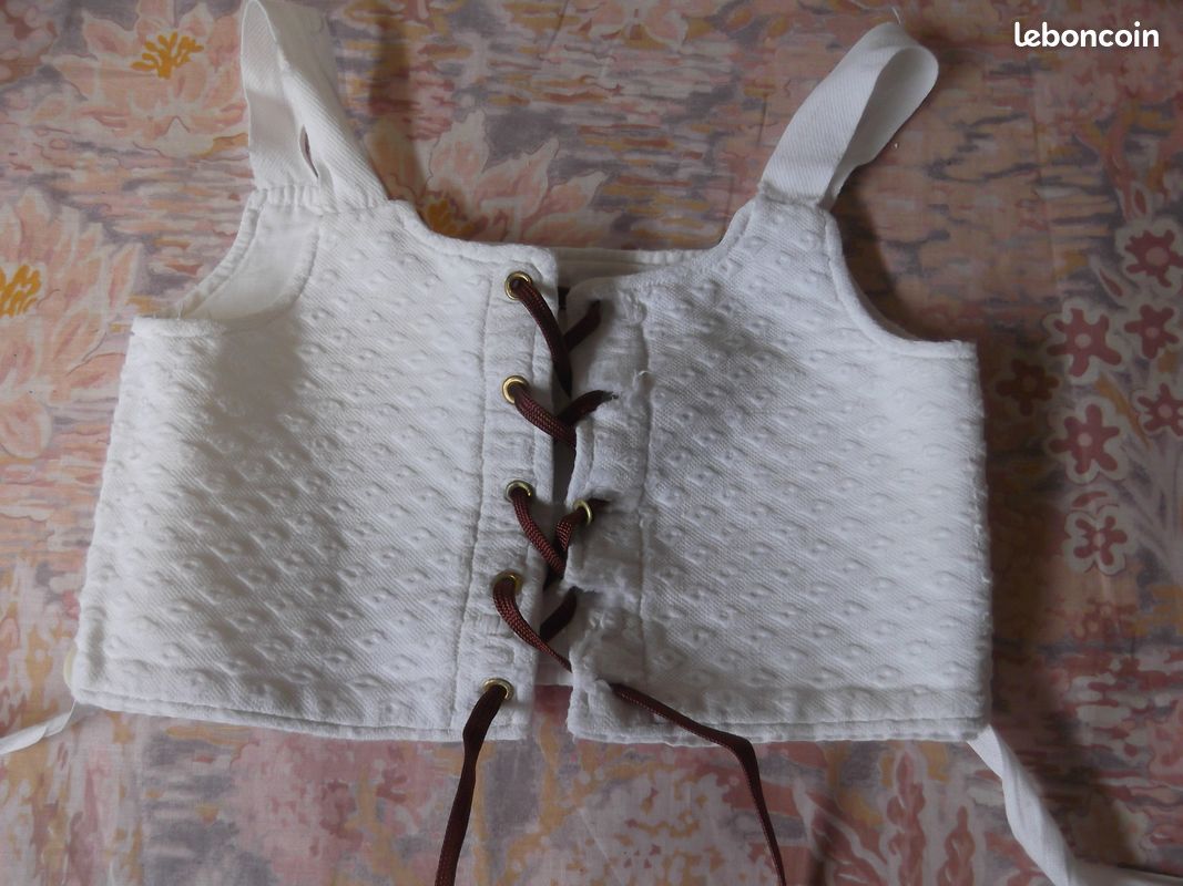 CORSET DE POUPÉE ancien sans marque en tissus et dentelle EUR 35,00