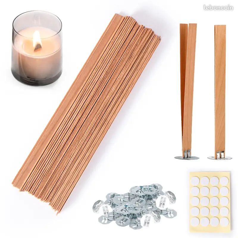 Faites vos bougies avec ambiance cheminée avec 20 mèches bougies bois et leurs supports (image 1)