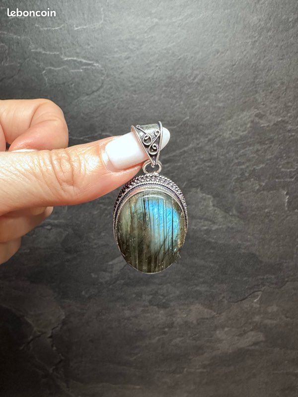Pendentif Labradorite Argent Sterling 925 – Fait Main, Larme, Pierre Naturelle