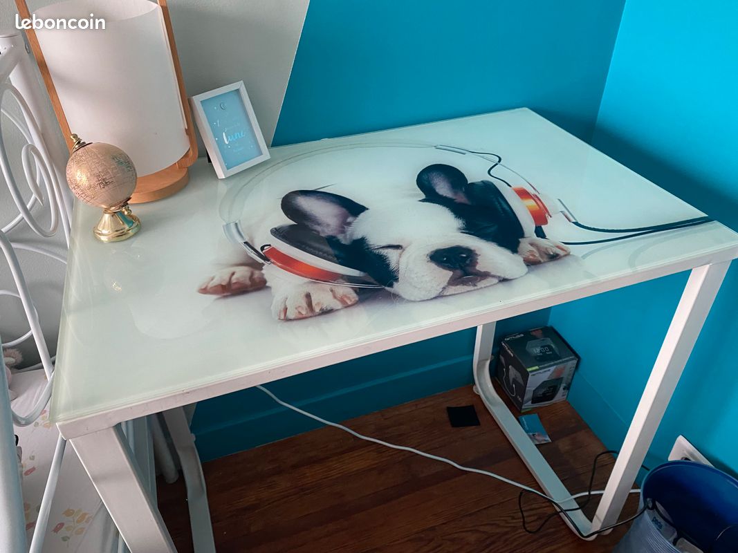 Bureau en verre et metal (image 1)