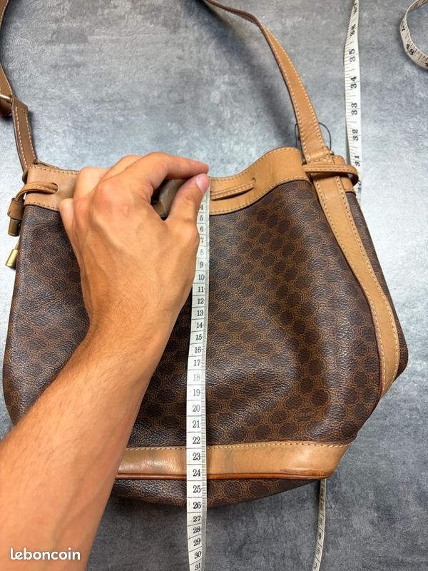 Sac seau en cuir marron Céline Paris monogram vintage 90s #90s (image 10)