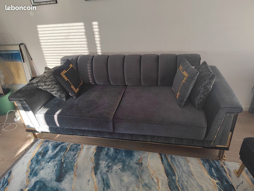 Canapé Moskova bleu foncé + Fauteuil bleu foncé (image 4)