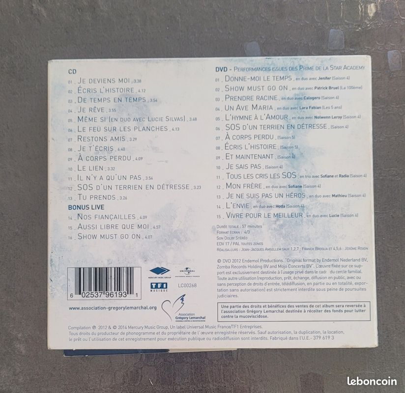 CD / DVD Grégory Lemarchal (image 5)