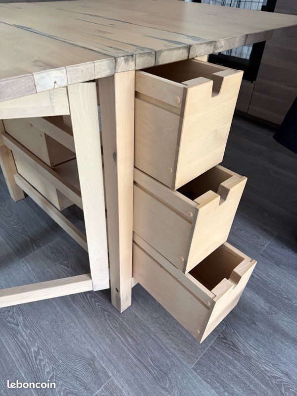 Vend Table / Îlot de cuisine en bois massif avec rallonge (image 3)