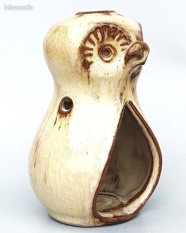 ancienne lampe photophore en grès forme hibou chouette ancienne lampe photophore en grès forme hibou chouette