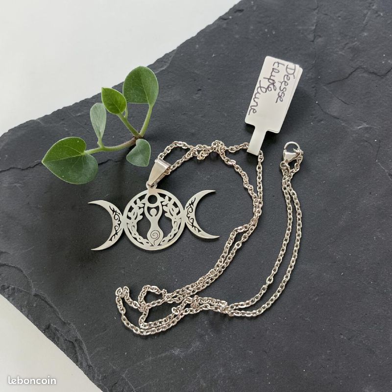 YAHOYA Collier Pendentif Déesse Lune Selene Mythologie Grecque - Acier Inoxydable Homme Femme