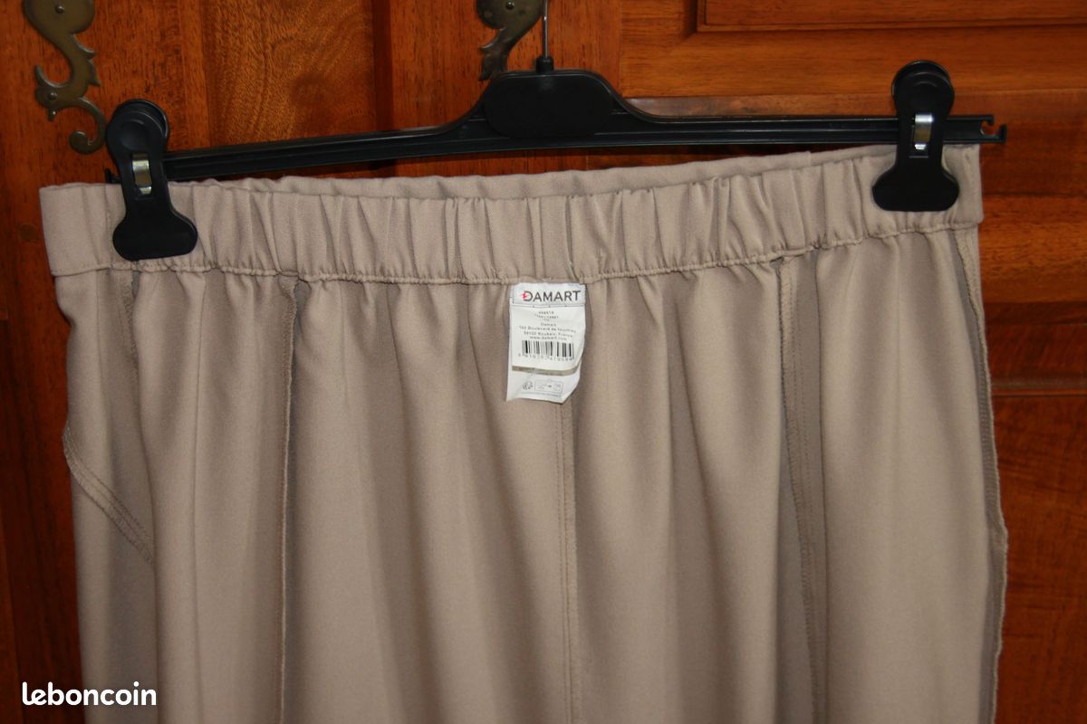 Jupe beige longueur genou coupe droite stretch avec taille élastiquée - Damart - Taille : 46 (image 13)