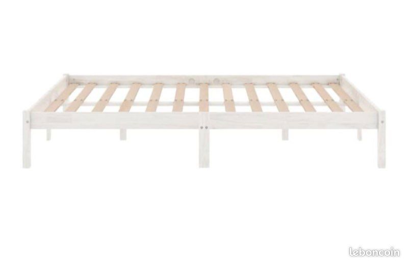 Cadre de lit en bois massif – blanc 120x200 cm (image 3)