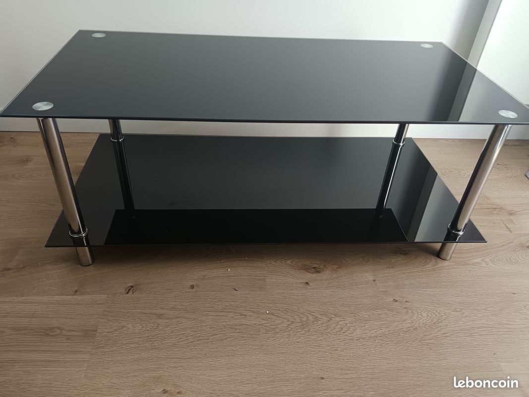 Table basse en verre noir (image 2)