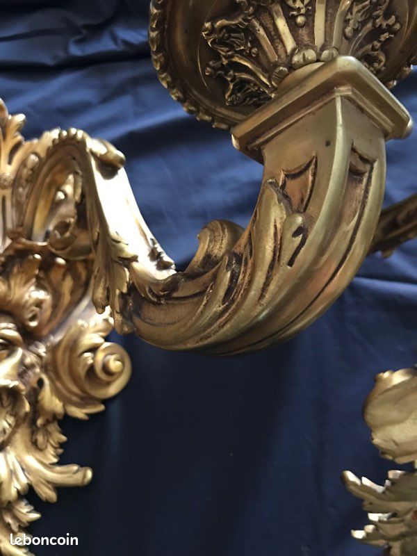 Paire d'appliques en bronze doré (image 8)