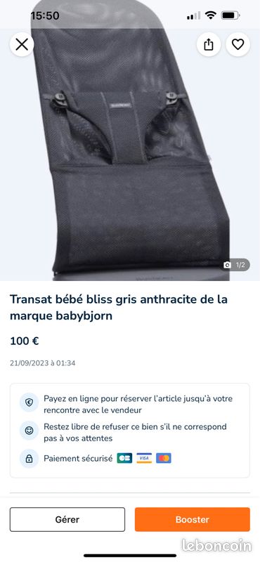 Transat bébé babyborn plus jouet parfait état (image 1)