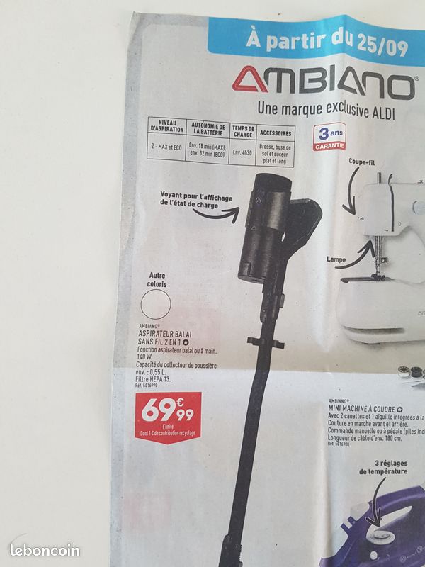Aspirateur balai sans fil AMBIANO Électroménager