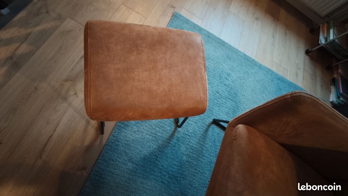 Fauteuil marron clair et relève pied (image 8)