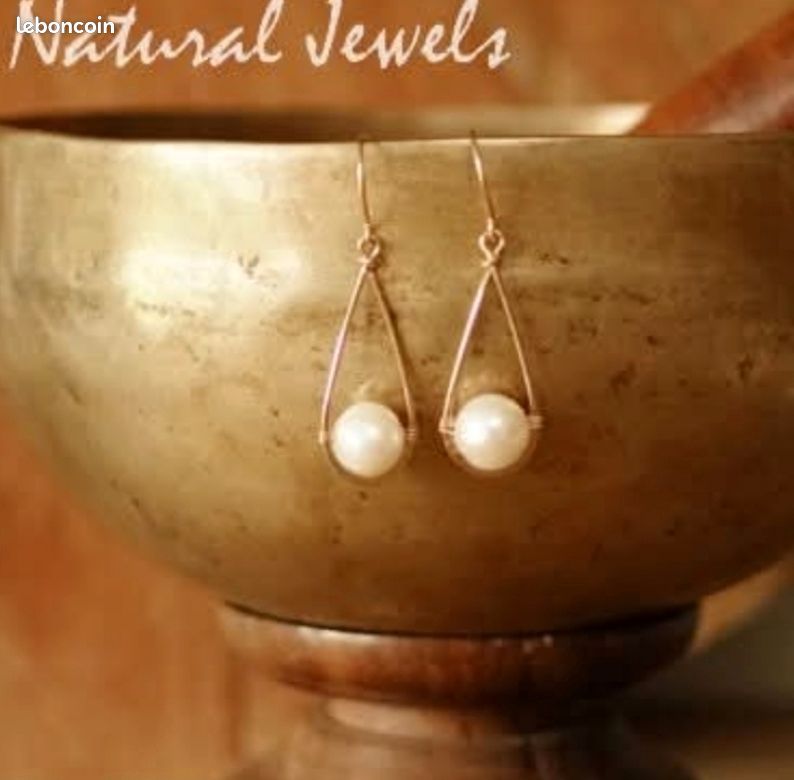 Boucles d'oreilles laiton doré perles qualité AA 10 mm naturaljewels (image 7)