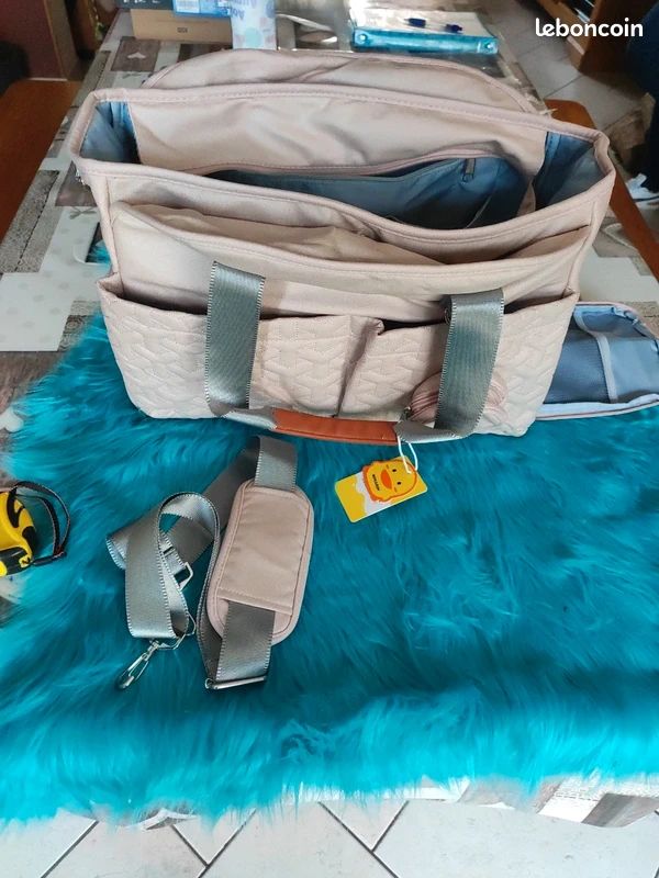 Sac à Langer Bébé Fourre-tout Brodé - Grands Compartiments - Idéal Voyage, Maternité - En Coton