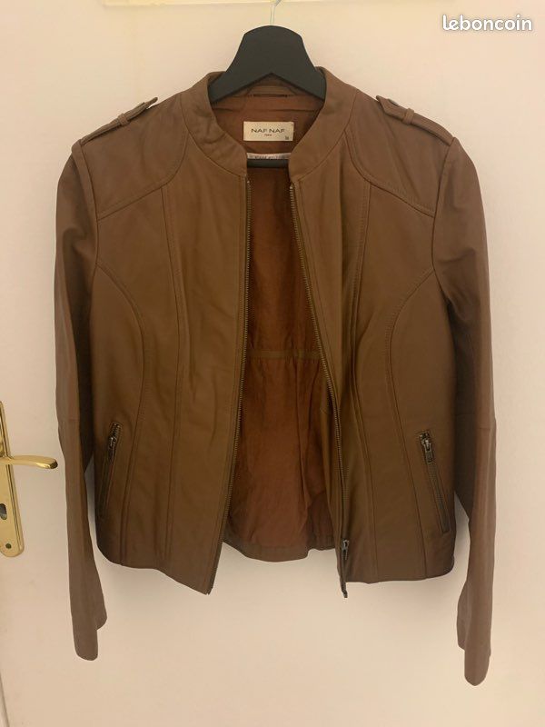 Cuir Vetements Naf Naf Veste Cuir Naf Naf Camel Veste Courte En Cuir
