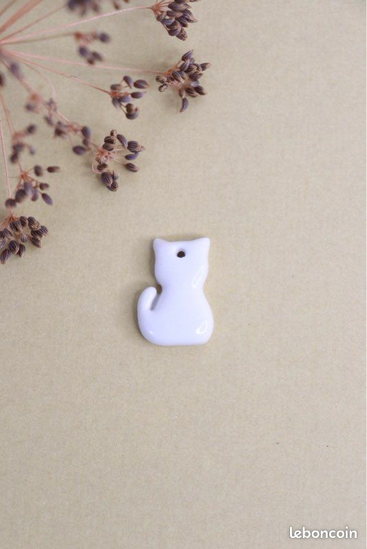 Pendentif de bijoux en émail chat rose, breloque chat