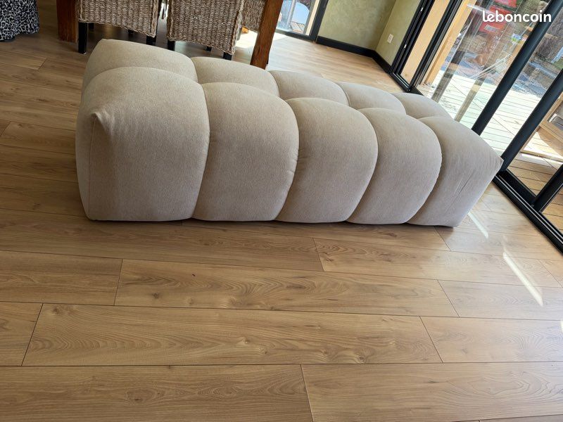 Banquette / pouf XXL BOBOCHIC – écru – 185 × 75 cm (image 3)