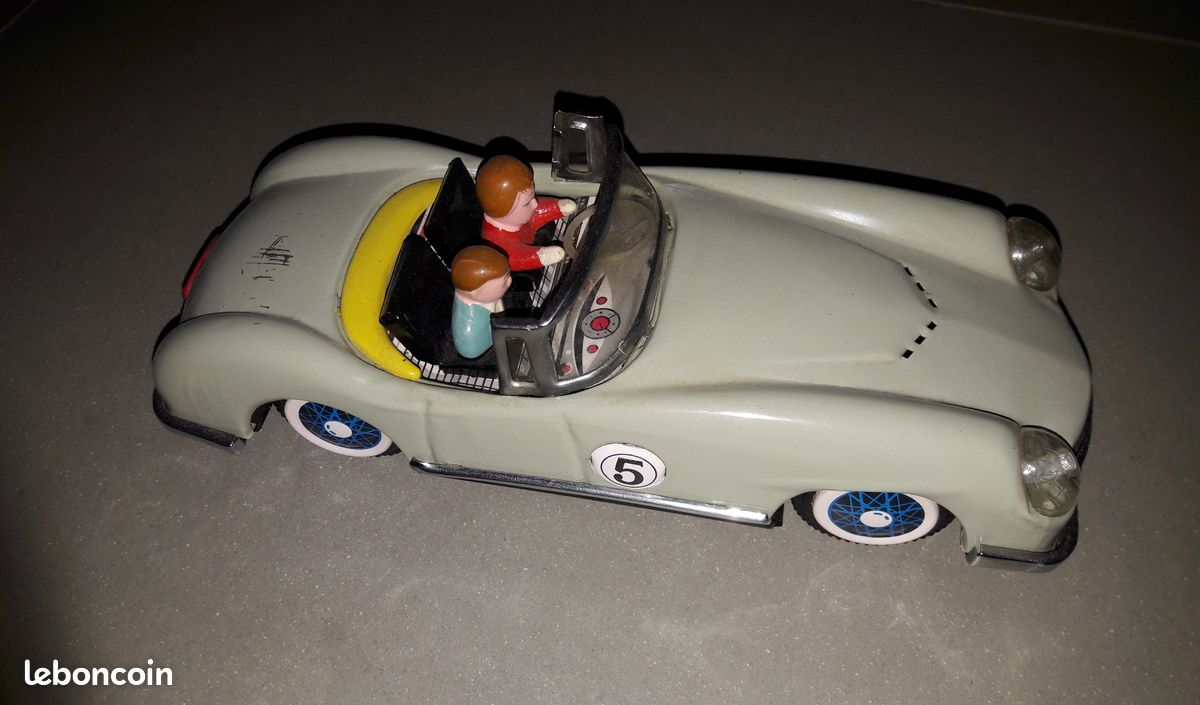 Ancien Jouet Voiture Jaguar Cabriolet - Vert Anglais - Tôle - 1959
