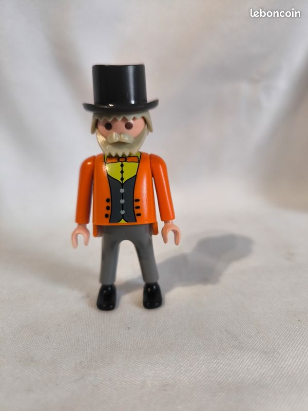 Tête Playmobil Grand-père Avec Barbe Et Cheveux Gris - Occasion Pour Customiser Figurines Western