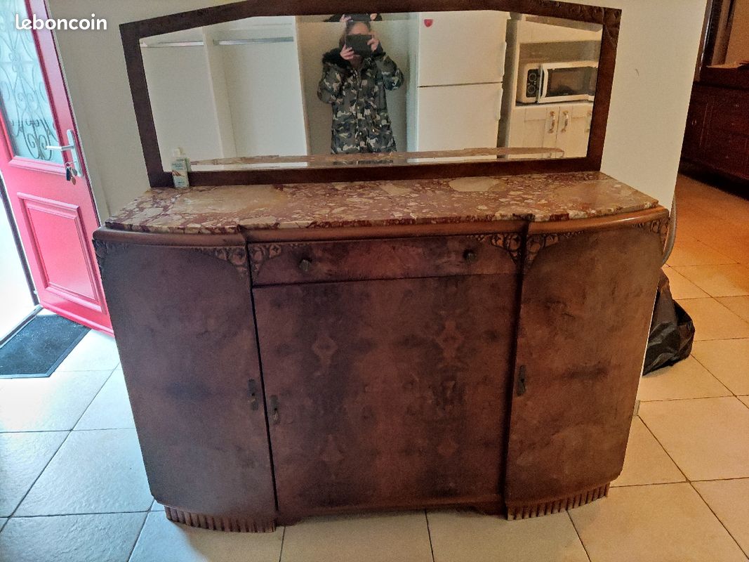 Meuble ancien miroir et marbre (image 2)