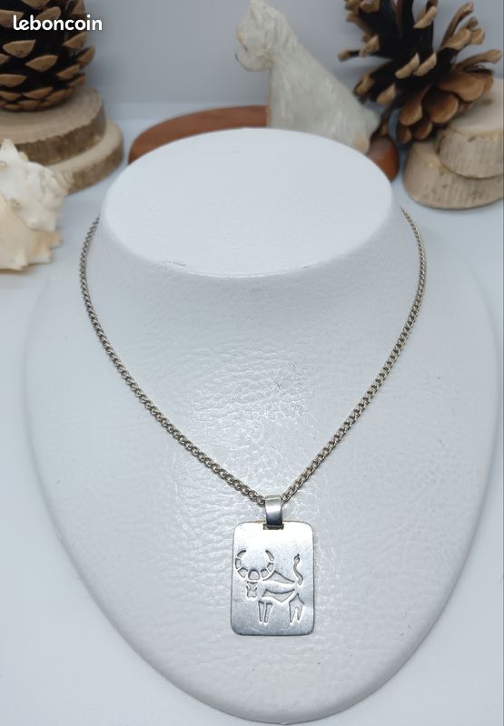 Collier très ancien argent pendentif bélier bé (image 1)