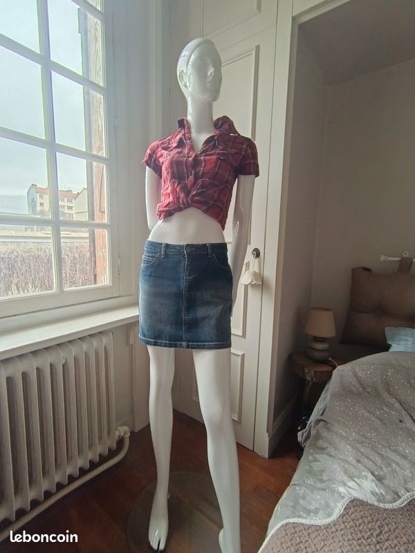 Mini-jupe En Jean Taille 38 - Occasion Très Bon état | Jupe Denim Femme | Jupe Courte Jean Bleu