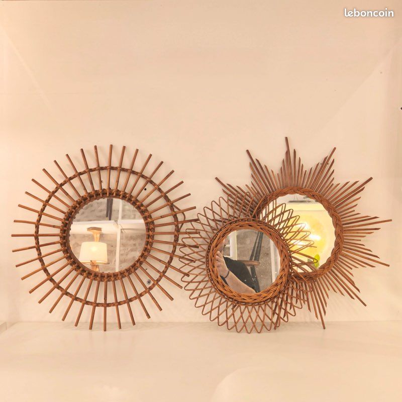 Miroir rotin/osier vintage (image 1)
