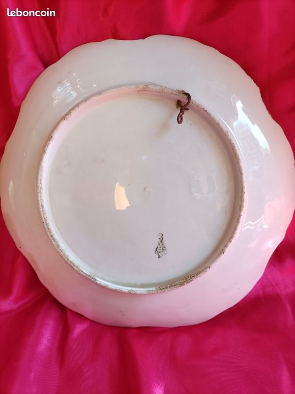 Ancienne assiette PAYSAGE bordure dentelee est doree (image 7)