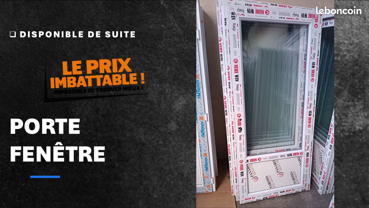Porte fenêtre 1 vantail PVC blanc (image 1)