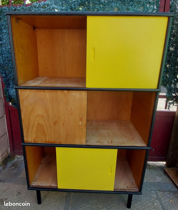 Meuble MD jaune noir bois 1970 (image 3)