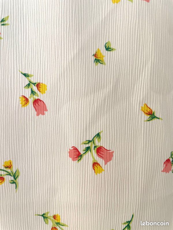 Débardeur / top sans manches - blanc à fleurs (image 4)