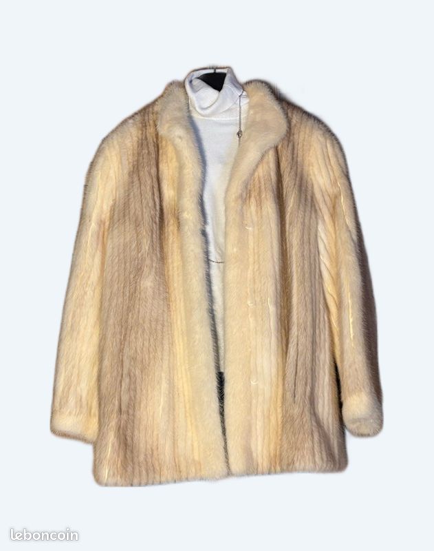 Veste Vison Blanc - Taille 44/46 - Marque Pierrot Le Loup - Occasion Très Bon état