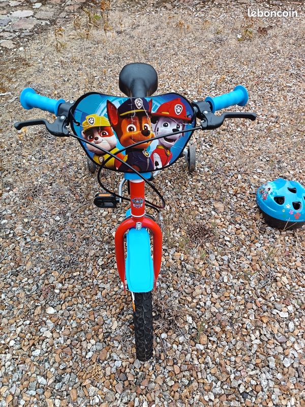 Vélo enfant Garçon Pat Patrouille14'' avec 2 freins, plaque avant