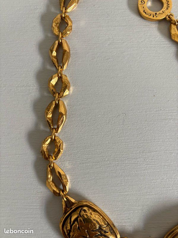 Collier Sautoir Vintage Jean-Louis Scherer - Résine Et Métal Doré, Style Bohème