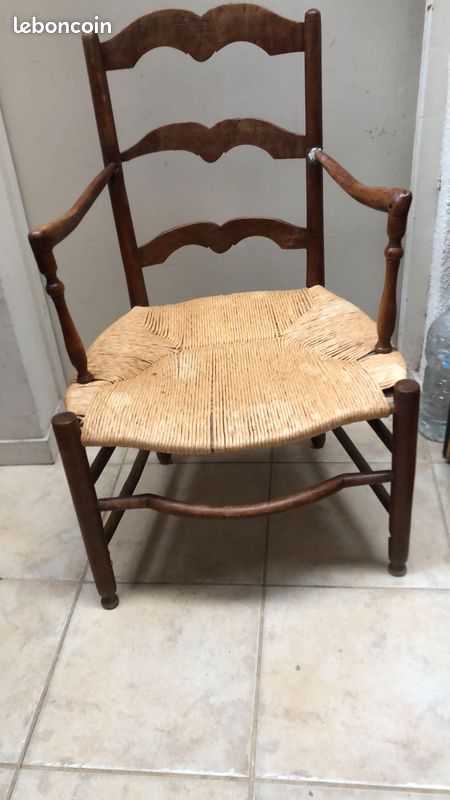 Paire de FAUTEUILS paillés anciens (image 2)