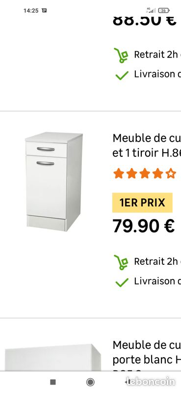 Vend évier, meuble sous évier + mini meuble tiroir (image 1)