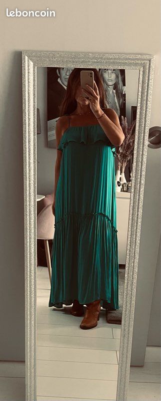 Robe longue vert émeraude Zara S Vêtements