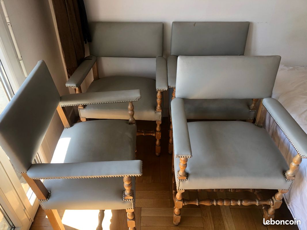 Lot de 4 chaises en bois e cuir (image 1)