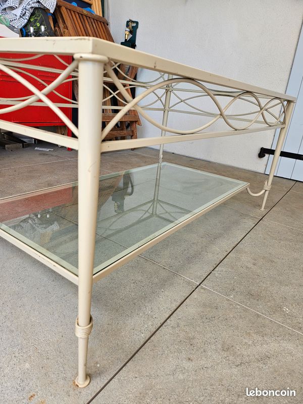 Table basse de jardin en verre & fonte (image 2)